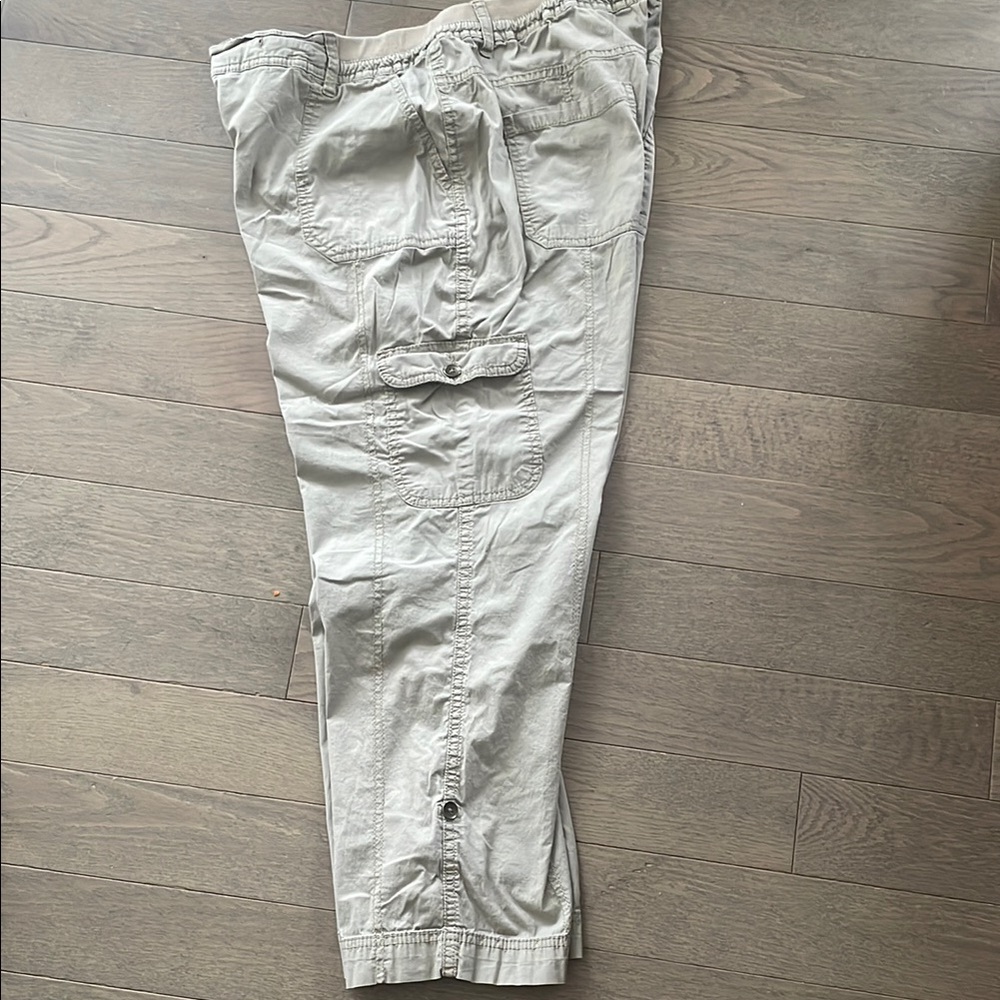 George Light Gray Capri Cargo Pants Elastic Waist Womens 14 - Picture 11 of 14